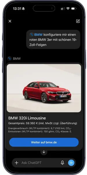 BMW zet zijn autoconfigurator in ChatGPT: samenstellen via chat en spraak